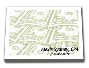 Promotional Sticky Notes: 4 inch x 3 inch Dollars Design Sticky Notes